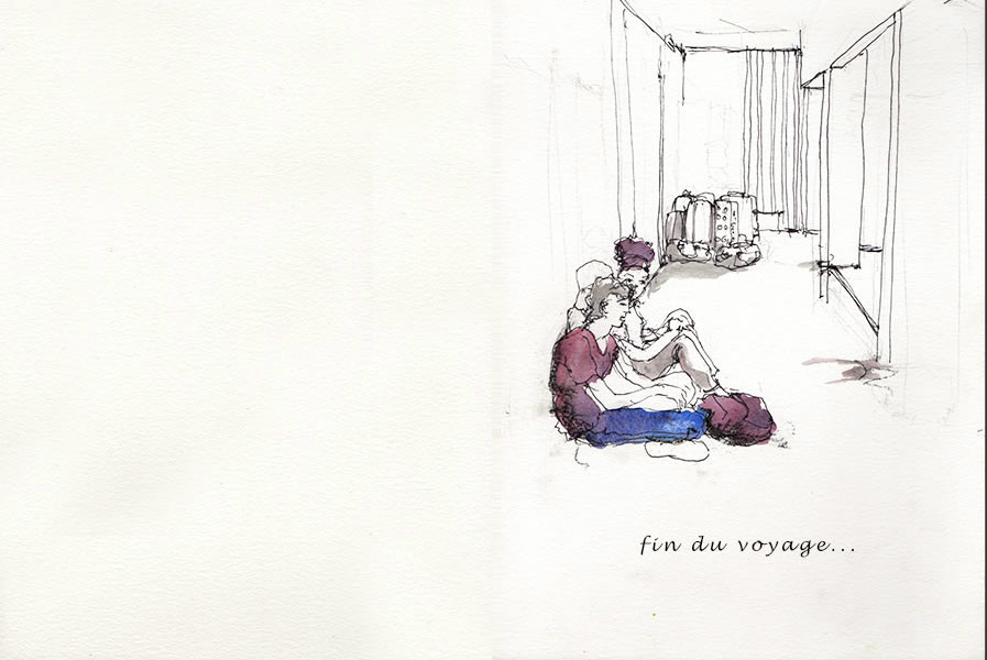 Carnet de voyage au lycée Ambroise Vollard, décembre 2015 , croquis aquarellés  Alain Ducros