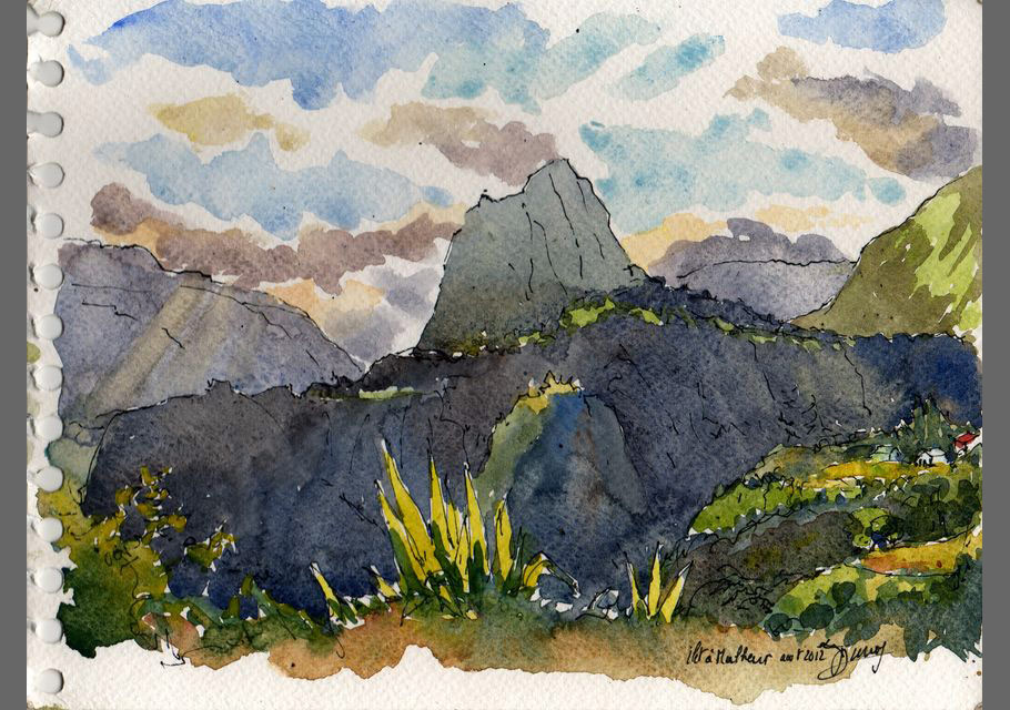 Croquis de l'île de La Réunion, croquis aquarellés  Alain Ducros