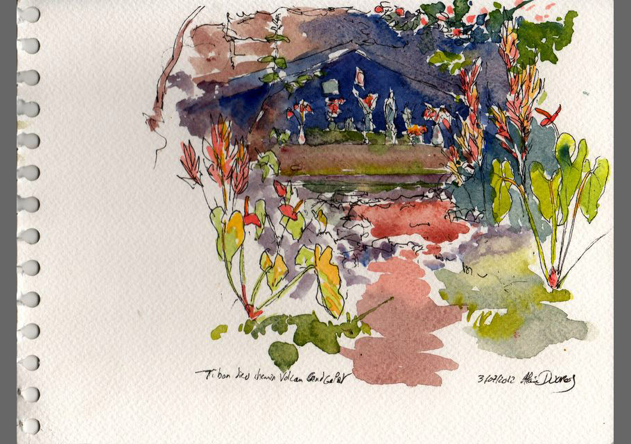 Croquis de l'île de La Réunion, croquis aquarellés  Alain Ducros