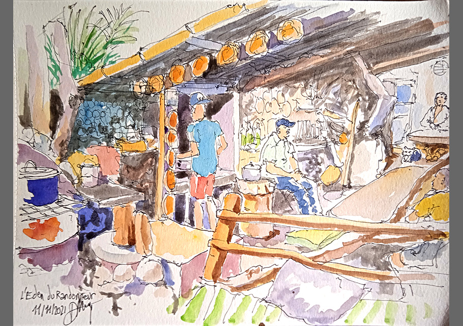L'Eden du Randonneur, croquis aquarellé  Alain Ducros