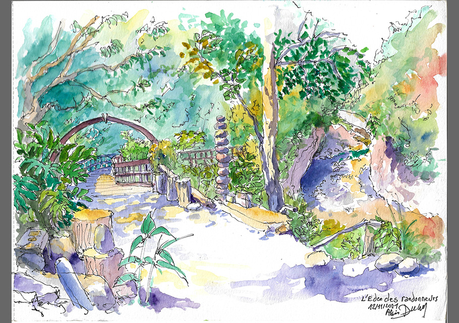 L'Eden du Randonneur, croquis aquarellé  Alain Ducros