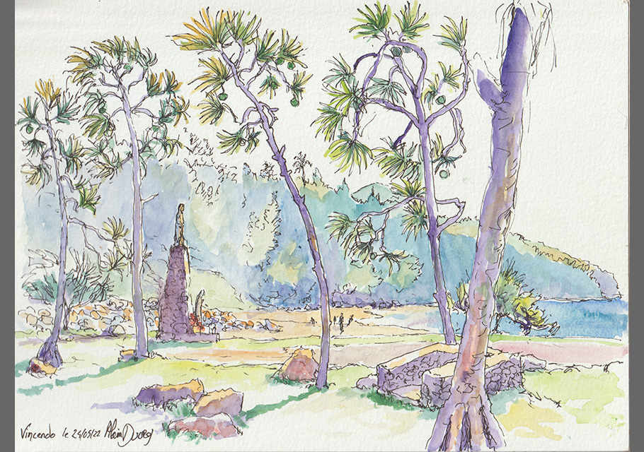 La marine de Vincendo, croquis aquarellé  Alain Ducros