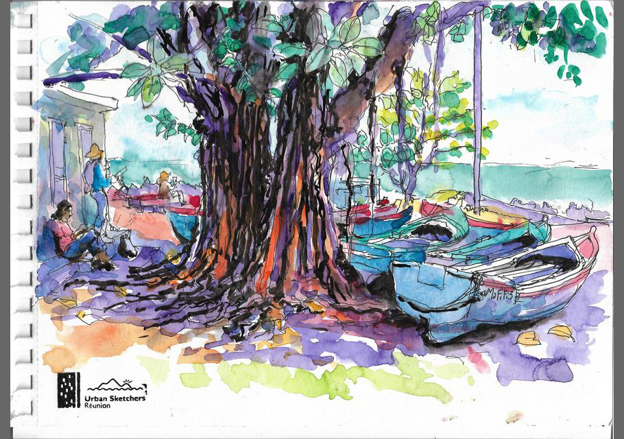 La marine de Langevin, croquis aquarellé  Alain Ducros